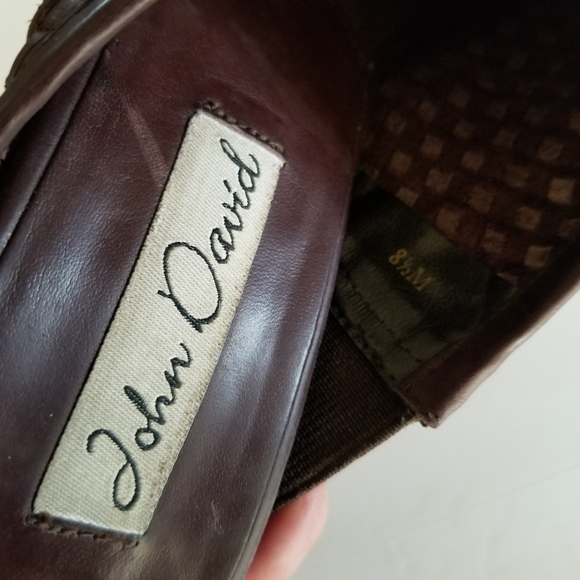 John David Naples Brown Leather Heels Mules 8.5 - Picture 5 of 8